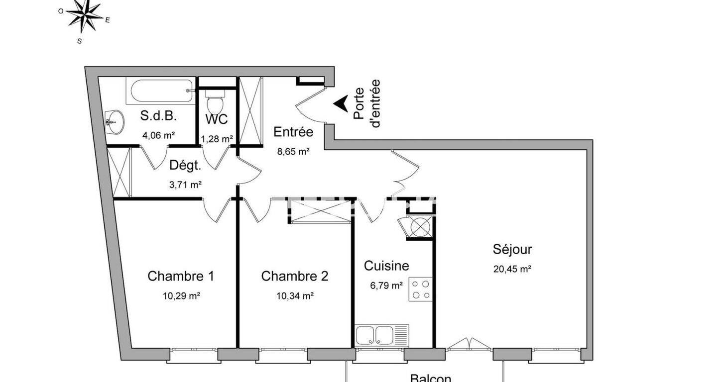 Appartement 3 pièces 66 m² · à Corbeil-Essonnes · 65,6 m² · 1 100 €/mois