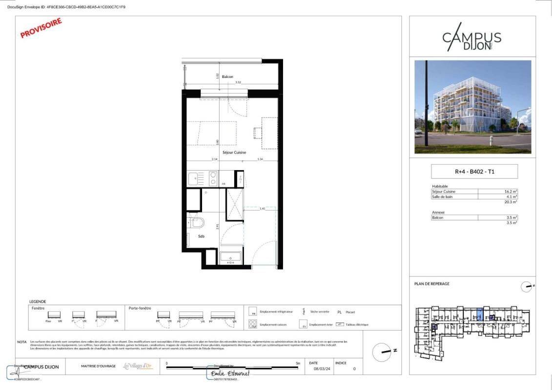 Appartement 1 pièce 20 m² · à Dijon · 20 m² · 570 €