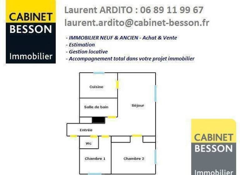 Appartement à vendre 179 000 € 3 pièces 2<br/>chambres 62,6 m²<br/>superficie 1/4<br/>étage Centre-ville - Victor Hugo Grenoble 38000