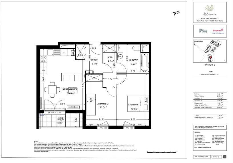Appartement 3 pièces 60 m² · à Montlhéry · 60 m² · 894 €