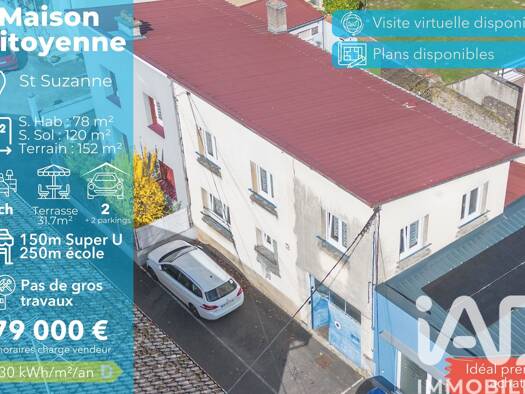 Maison à vendre 79 000 € 4 pièces 3 chambres 78 m² 152 m² de terrain Sainte-Suzanne 25630