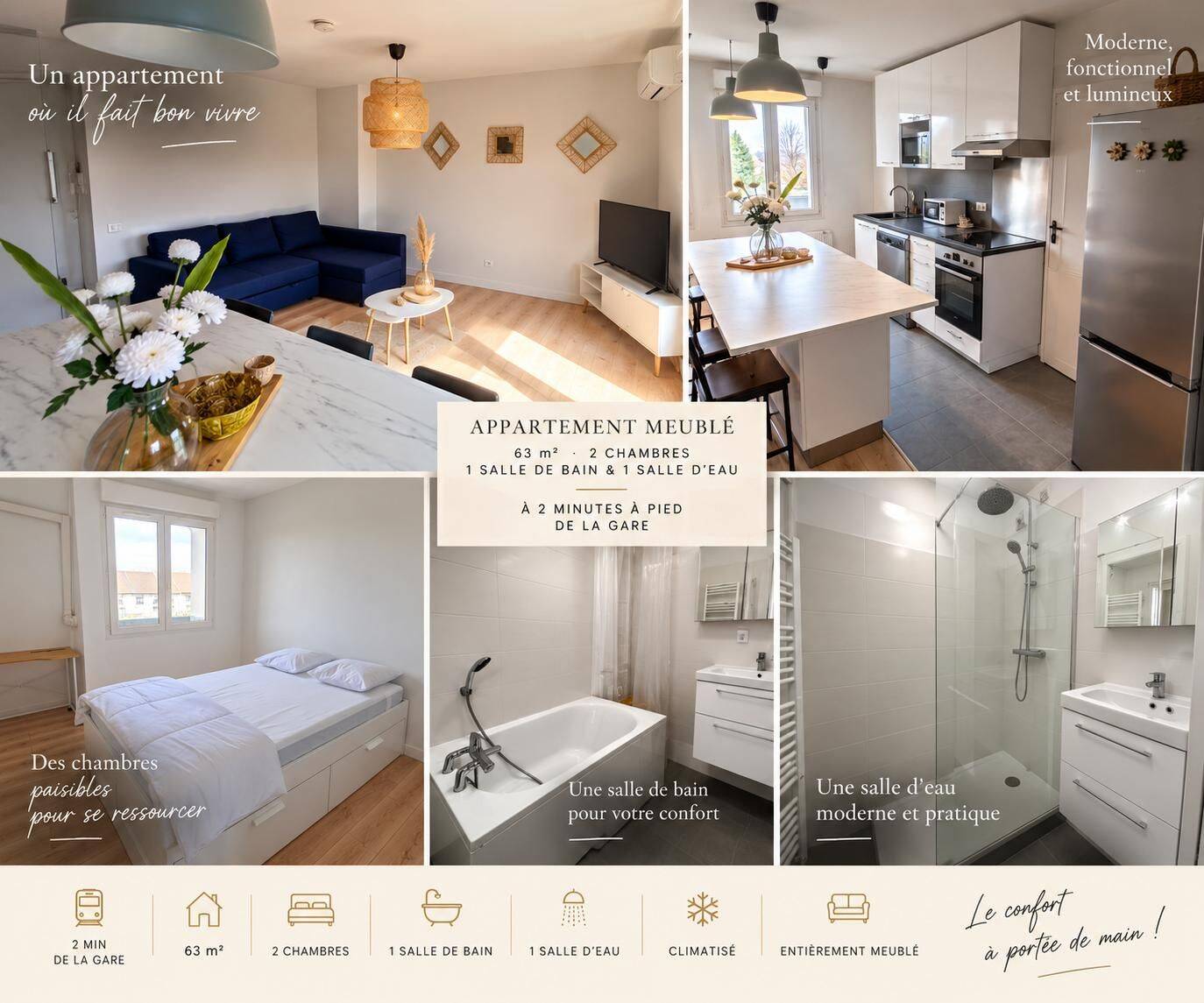 Appartement 3 pièces 63 m² · à Pontault-Combault · 63 m² · 1 400 €/mois
