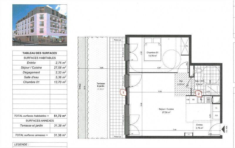 Appartement 2 pièces 52 m² · à Paray-Vieille-Poste · 51,7 m² · 979 €/mois