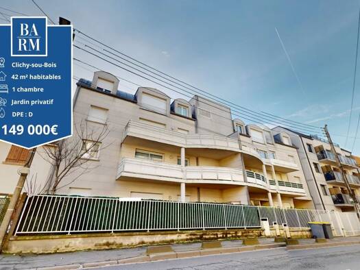 Appartement à vendre 149 000 € 2 pièces 1 chambre 43 m² RDC Maurice Huron-La Chapelle Clichy-sous-Bois 93390