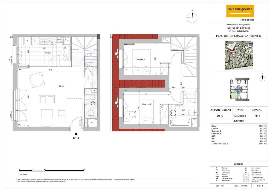 Appartement 3 pièces 64 m² · à Ollainville · 64 m² · 963 €/mois