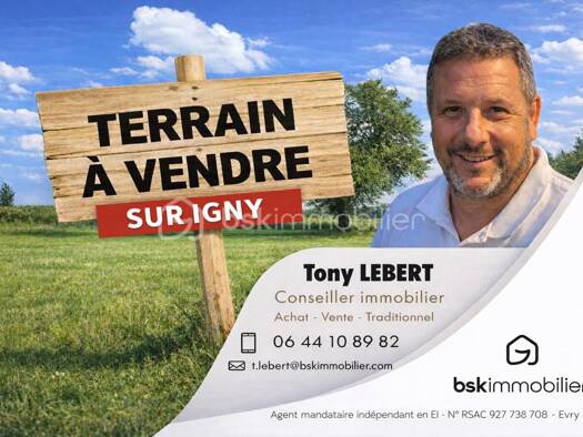 Terrain constructible viabilisé à vendre 304 500 € 346 m² de terrain Est Igny 91430