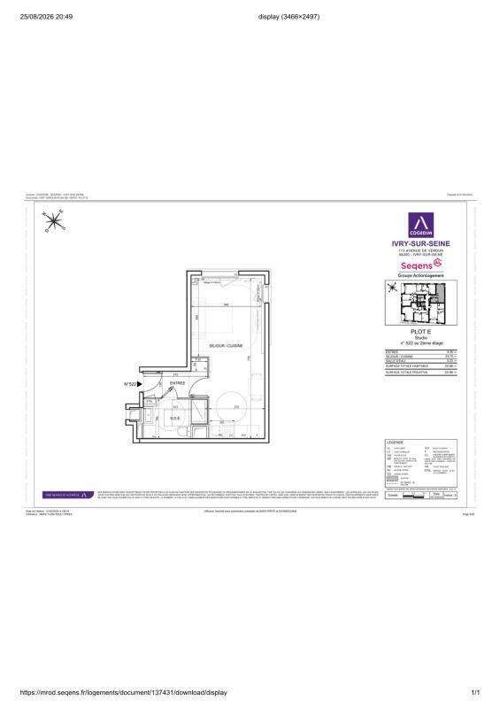 Appartement 1 pièce 33 m² · à Ivry-sur-Seine · 33 m² · 804 €/mois