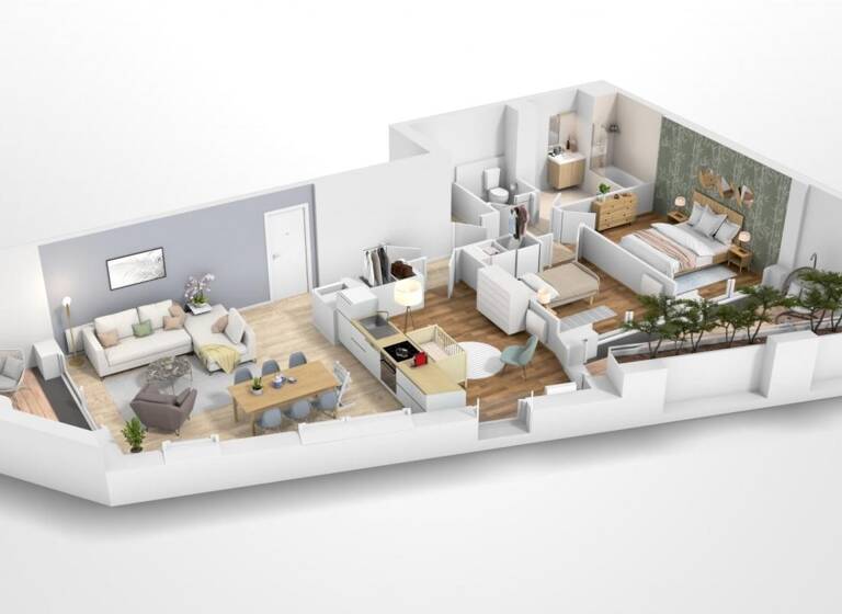Appartement à louer 1 250 € 4 pièces 3<br/>chambres 79 m²<br/>superficie 8ème<br/>étage Gare Sud - Malakoff Nantes 44000