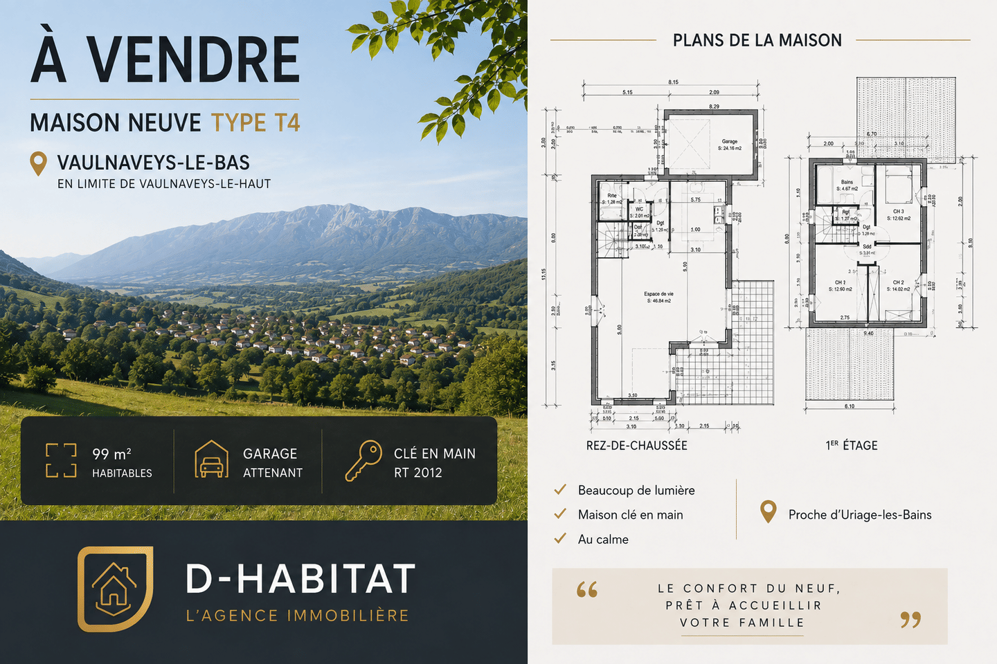 Maison 4 pièces 99 m² · à Vaulnaveys-le-Haut · 99 m² · 409 000 €