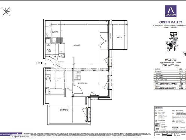 Appartement 3 pièces 64 m² · à Louviers · 64 m² · 732 €