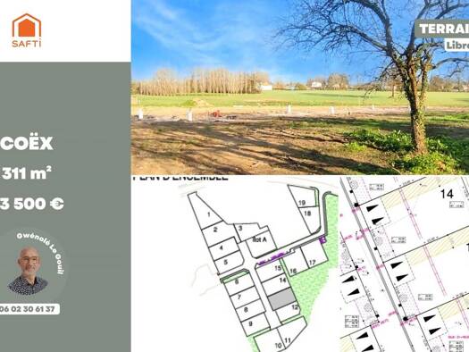 Terrain constructible à vendre 63 500 € 311 m² de terrain Coëx 85220