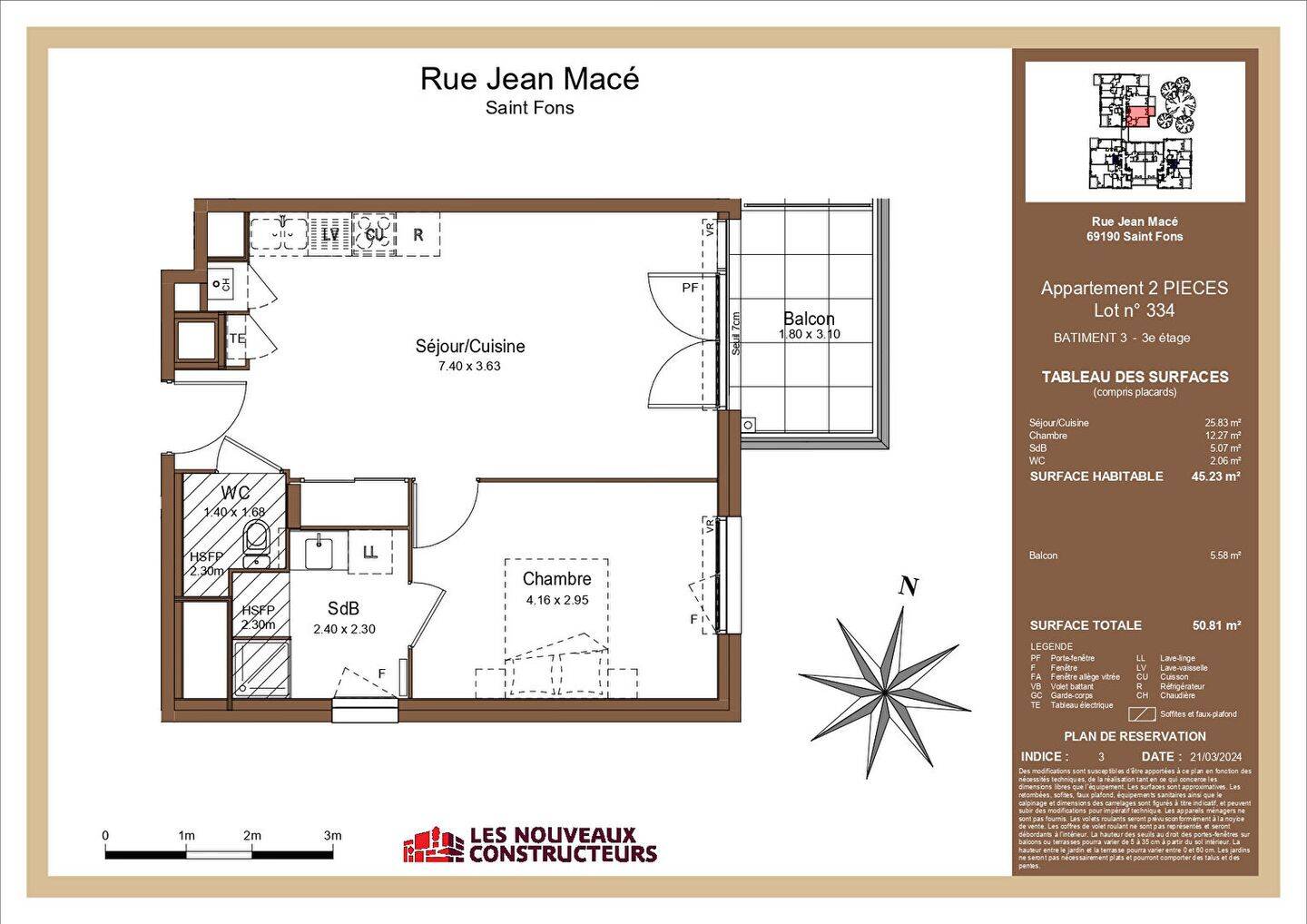 Appartement 2 pièces 45 m² · à Saint-Fons · 45 m² · 537 €
