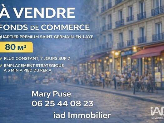 Local commercial à vendre 226 000 € 80 m² de surface de vente Les Parterres Saint-Germain-en-Laye 78100