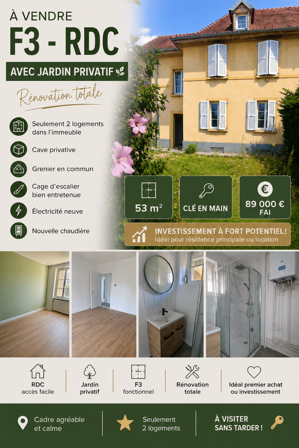 Appartement 3 pièces 53 m² · à Mulhouse · 53 m² · 89 000 €