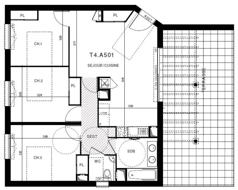 Appartement 4 pièces 73 m² · à Clermont-Ferrand · 73,4 m² · 905 €/mois