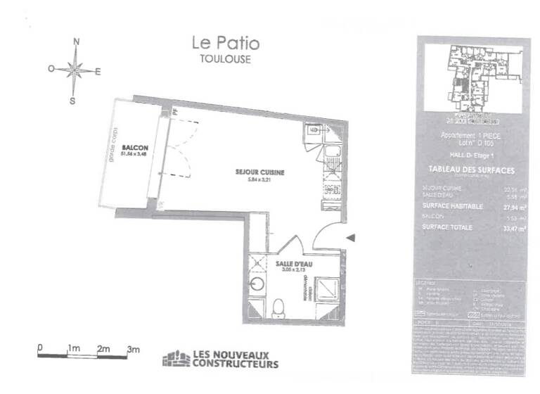 Appartement à louer 460 € 1 pièce 27 m² Étage 1/2 Croix-daurade Toulouse 31200