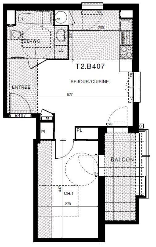 Appartement 2 pièces 43 m² · à Clermont-Ferrand · 42,6 m² · 603 €/mois