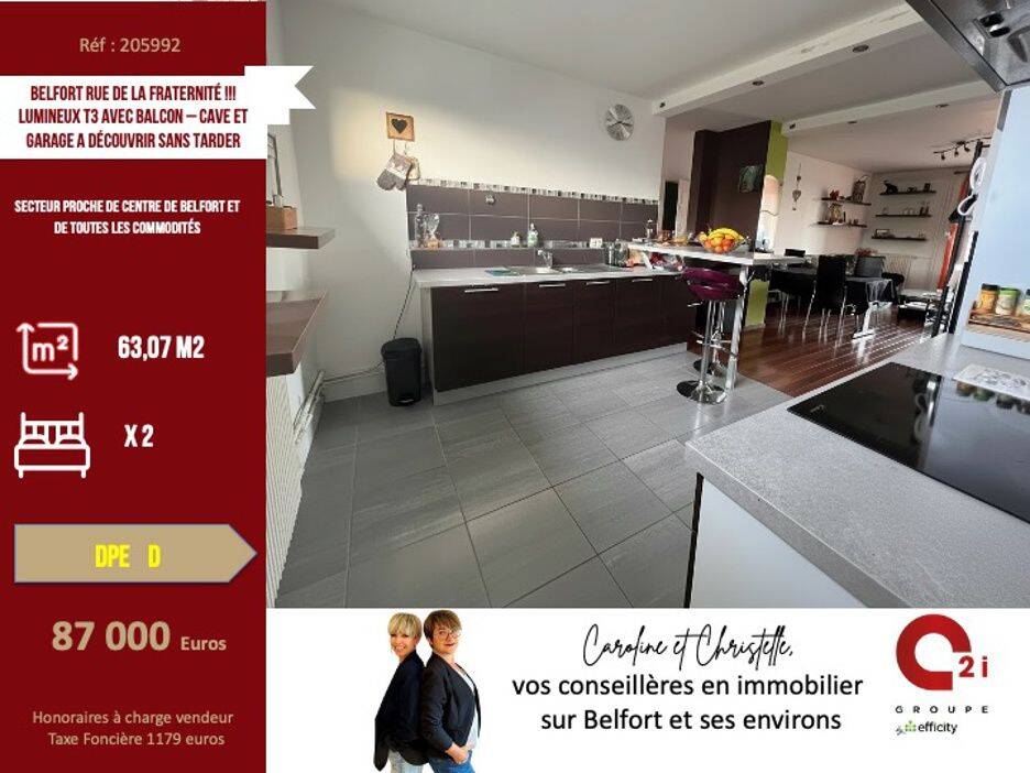 Appartement 3 pièces 62 m² · à Belfort · 62 m² · 87 000 €
