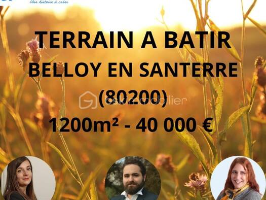 Terrain constructible à vendre 40 000 € 1 220 m² de terrain Belloy-en-Santerre 80200