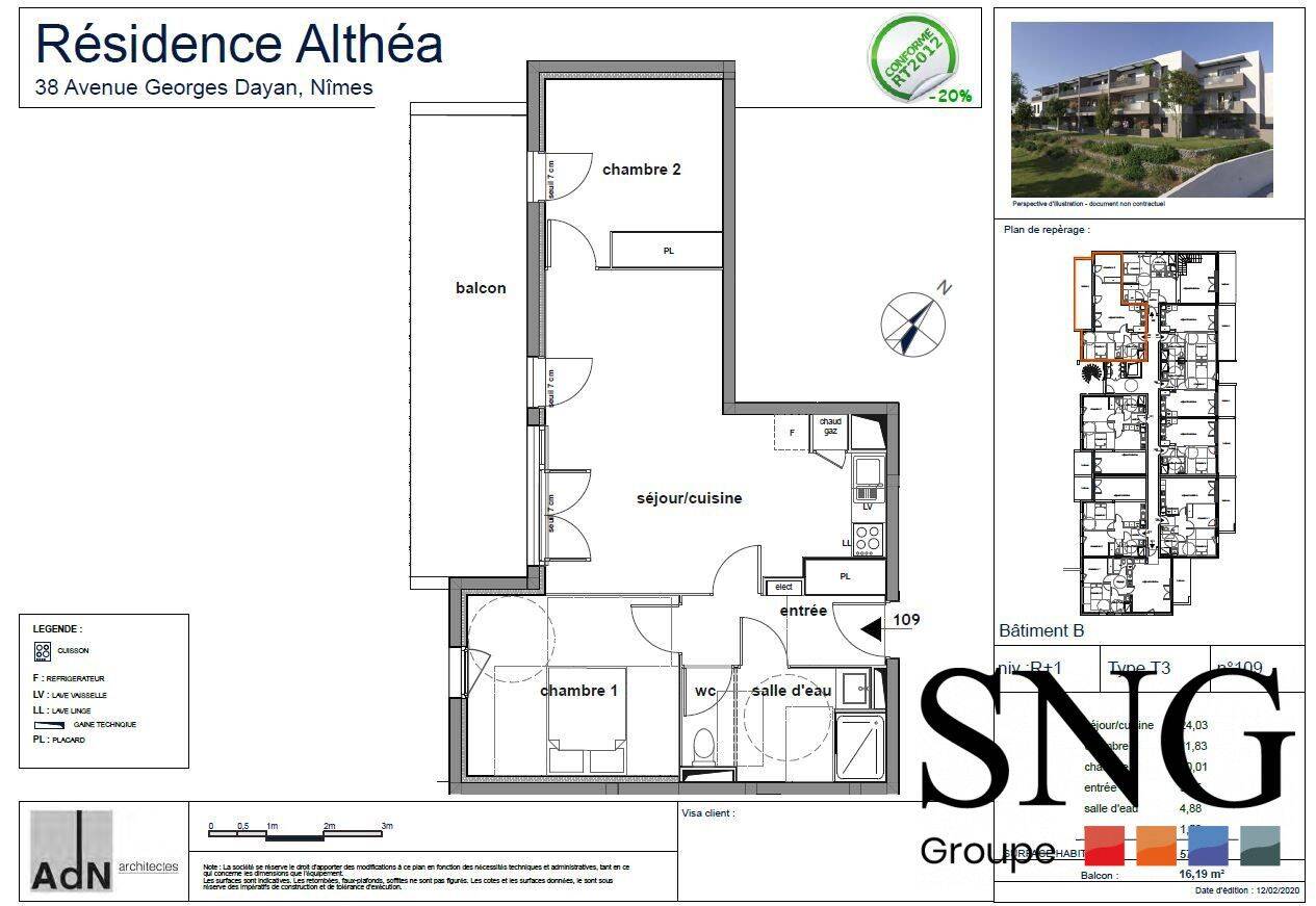 Appartement 3 pièces 57 m² · à Nîmes · 57,5 m² · 724 €