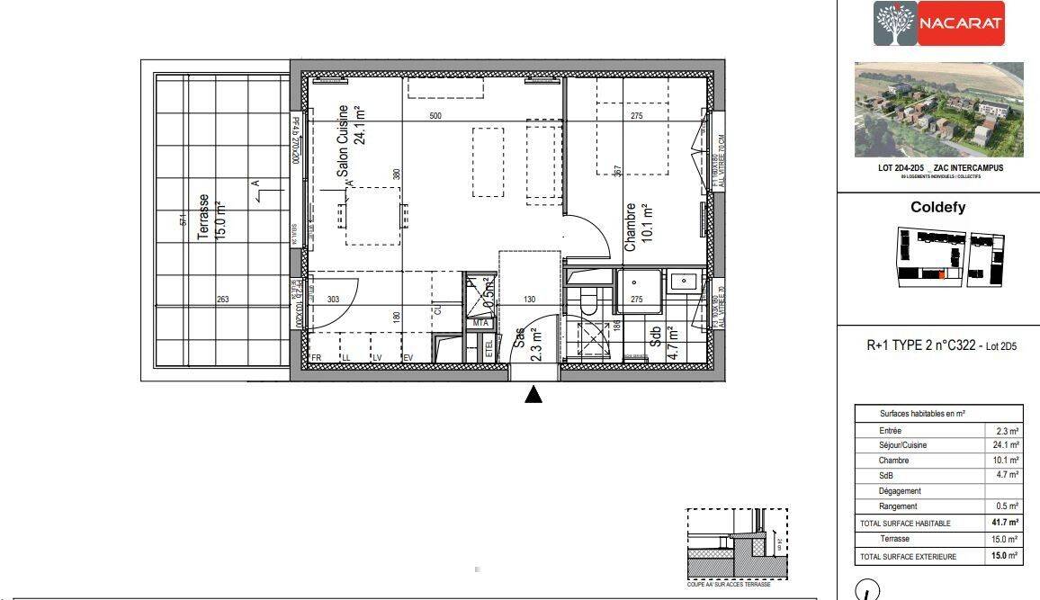 Appartement 2 pièces 41 m² · à Amiens · 41 m² · 643 €