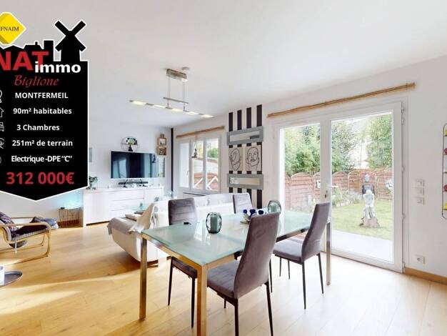 Maison à vendre 312 000 € 5 pièces 3 chambres 90 m² 251 m² de terrain Les Fleurs Montfermeil 93370