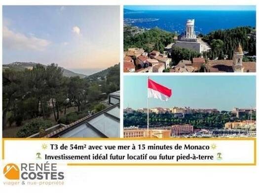 Appartement en viager occupé Bouquet 179 200 € 3 pièces 1 chambre 50 m² RDC La Turbie 06320