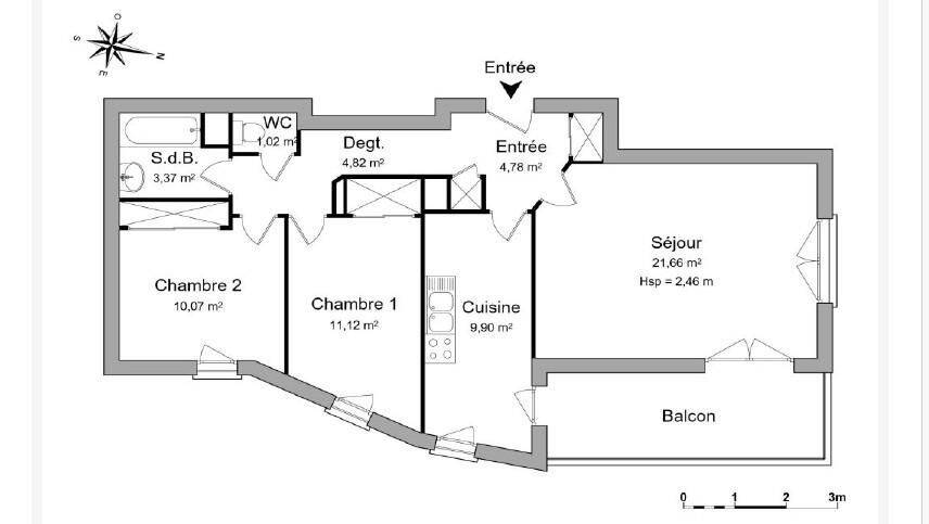 Appartement 3 pièces 66 m² · à Nantes · 66 m² · 930 €