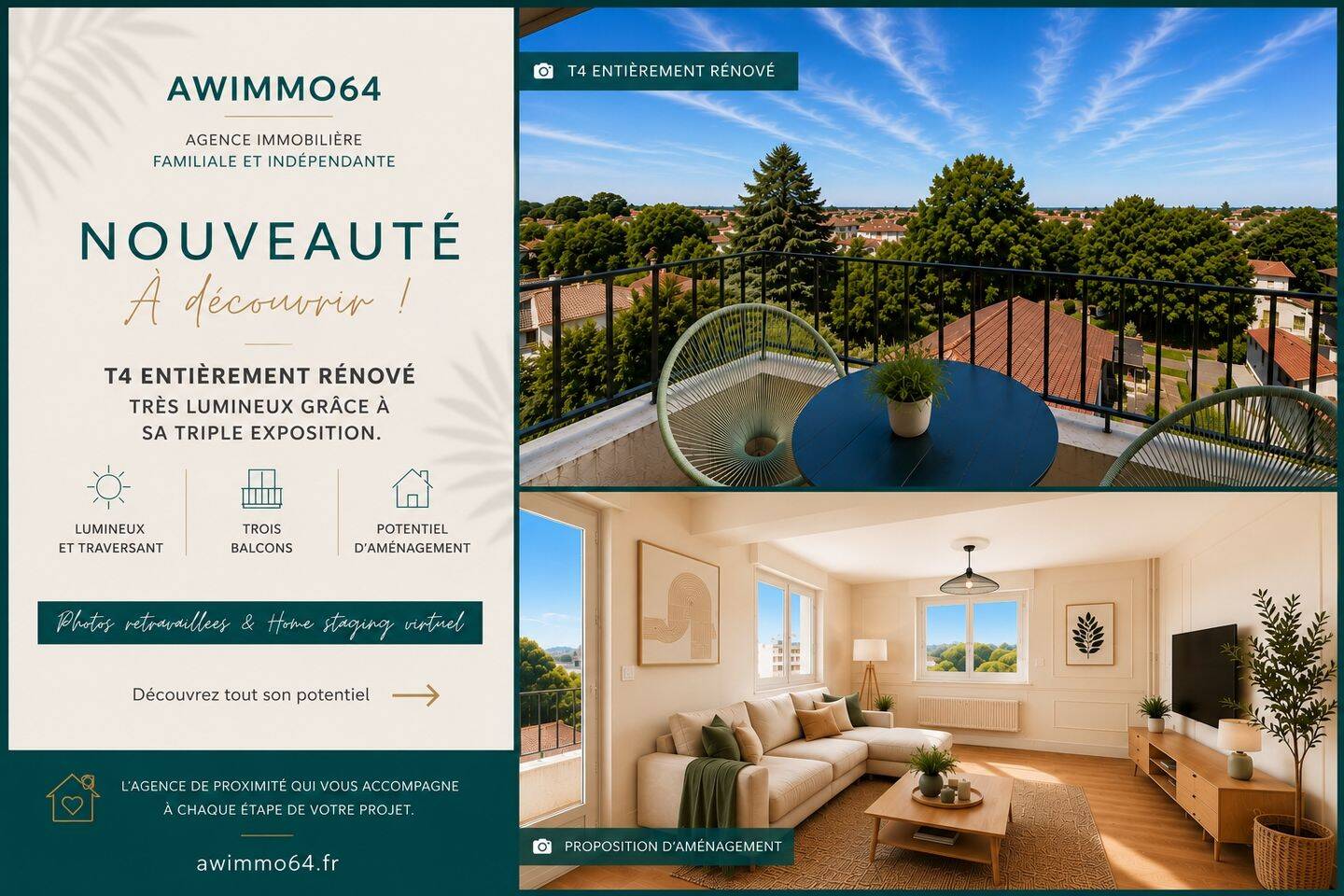 Appartement 4 pièces 99 m² · à Anglet · 99,1 m² · 440 000 €