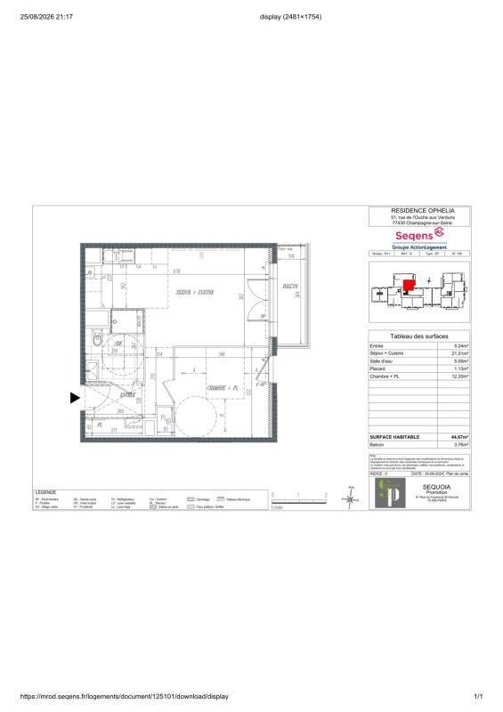 Appartement 2 pièces 44 m² · à Champagne-sur-Seine · 44 m² · 625 €/mois
