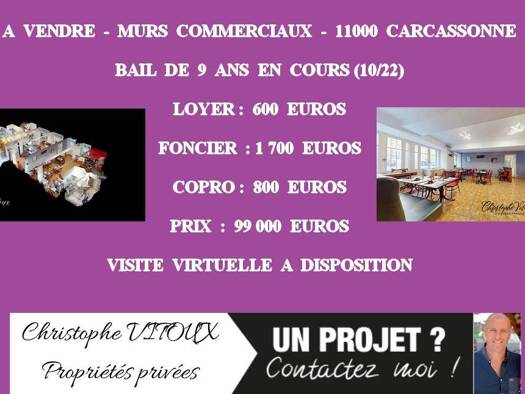 Local commercial à vendre 99 000 € 90 m² de surface de vente Centre Ville Carcassonne 11000
