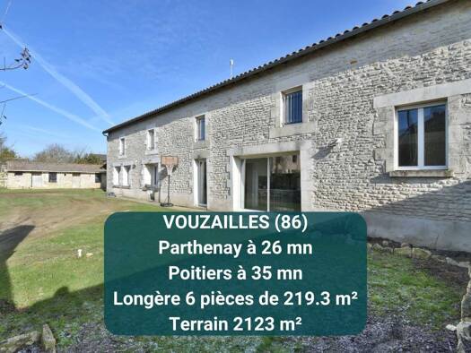 Maison à vendre 249 999 € 6 pièces 4 chambres 219,3 m² 2 123 m² de terrain Vouzailles 86170