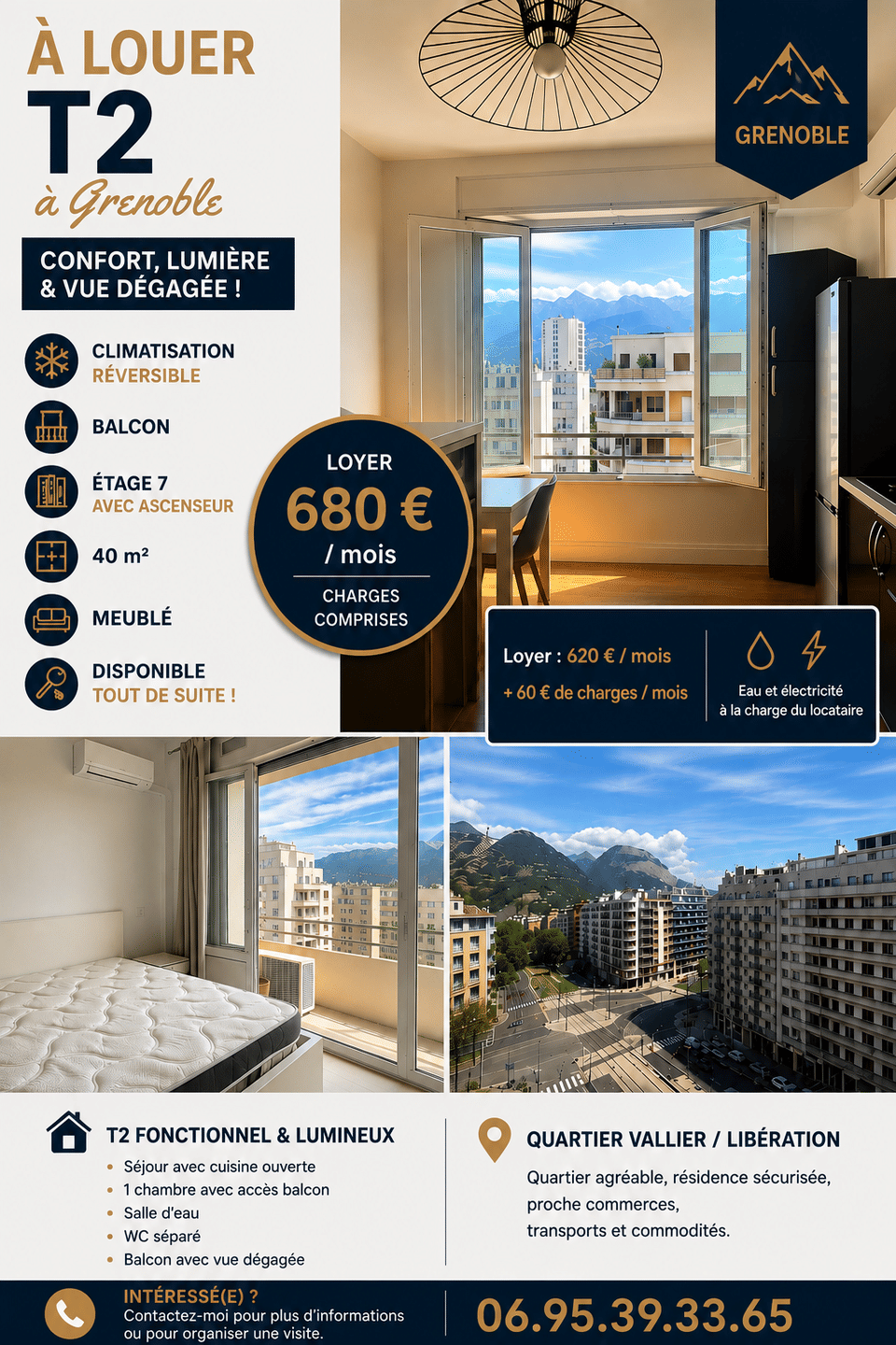 Appartement 3 pièces 41 m² · à Grenoble · 41 m² · 680 €/mois