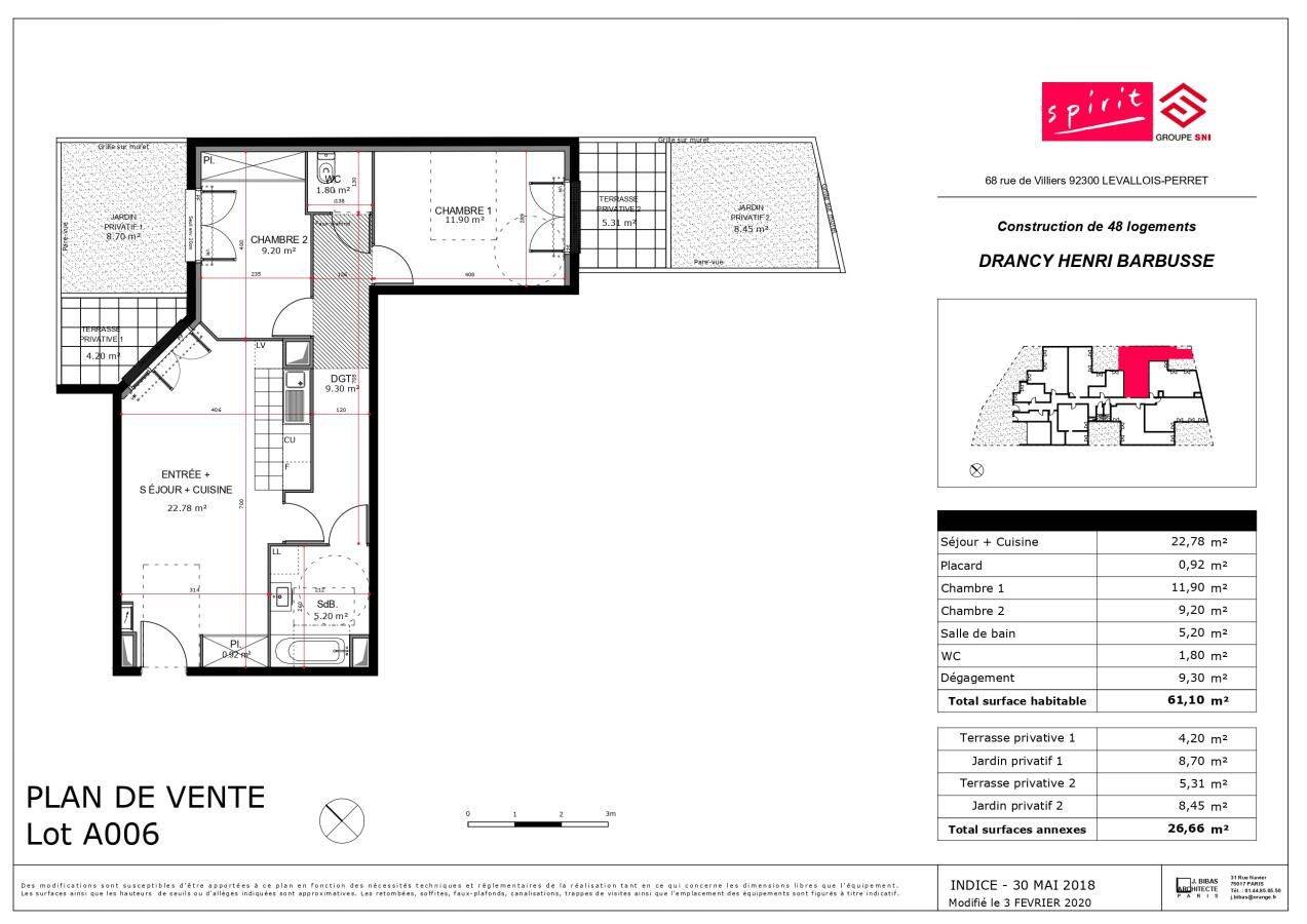 Appartement 3 pièces 61 m² · à Drancy · 61 m² · 1 051 €