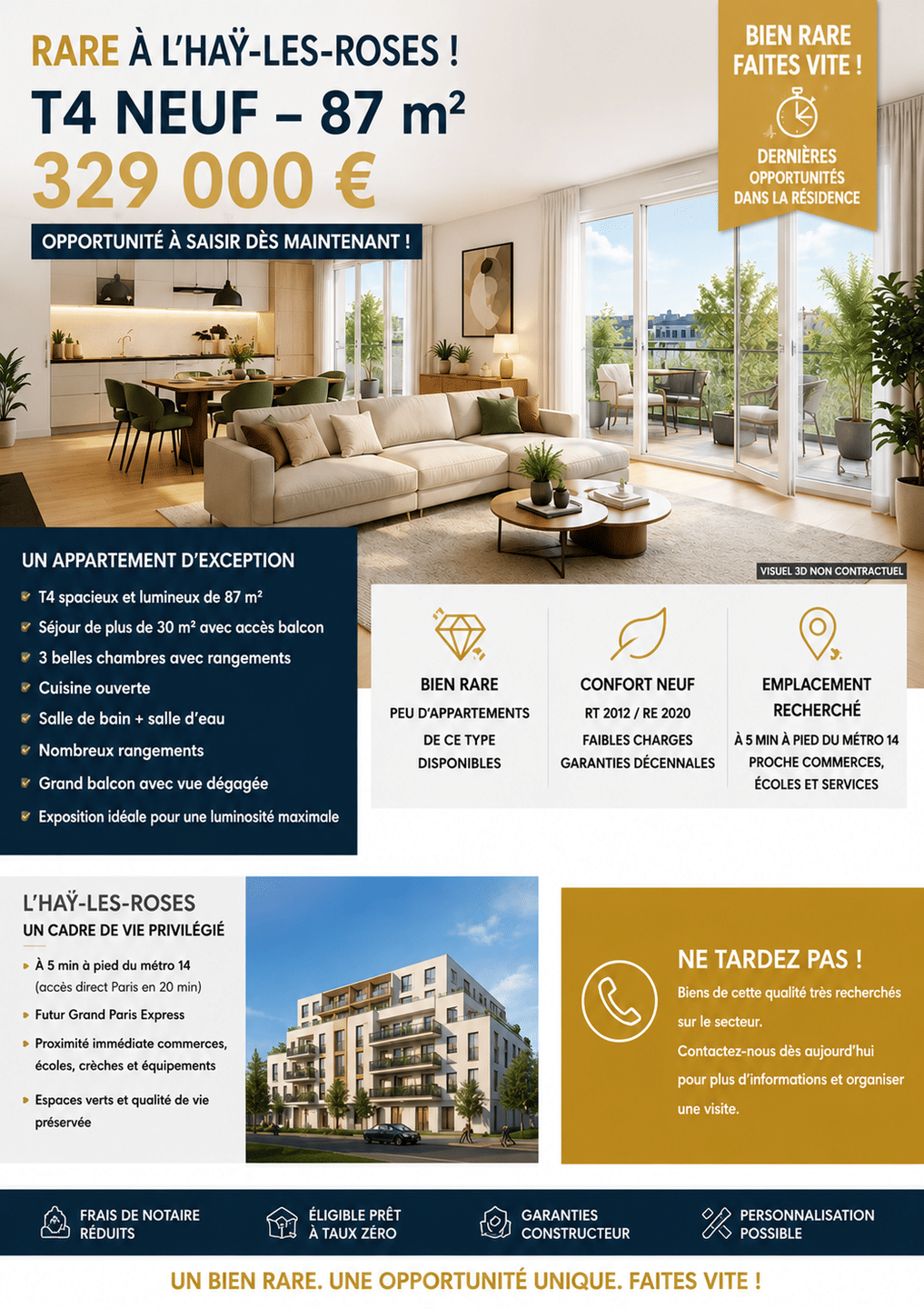 Appartement 4 pièces 87 m² · à L'Haÿ-les-Roses · 87 m² · 329 000 €