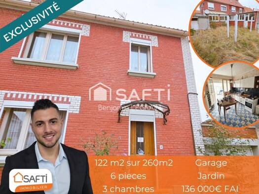 Maison à vendre 120 000 € 6 pièces 3 chambres 122 m² 260 m² de terrain Haspres 59198