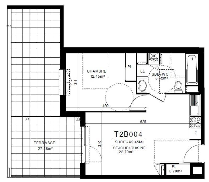 Appartement 2 pièces 42 m² · à Clermont-Ferrand · 42,5 m² · 543 €/mois