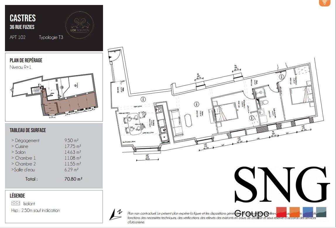 Appartement 3 pièces 71 m² · à Castres · 70,8 m² · 745 €