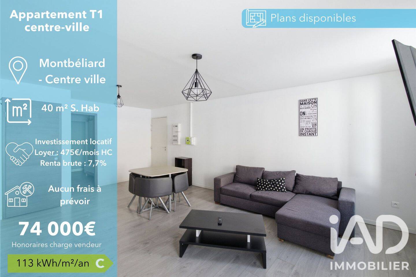 Appartement 2 pièces 40 m² · à Montbéliard · 40 m² · 74 000 €