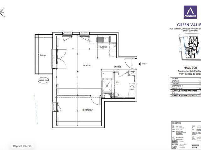 Appartement 2 pièces 47 m² · à Louviers · 47,4 m² · 623 €