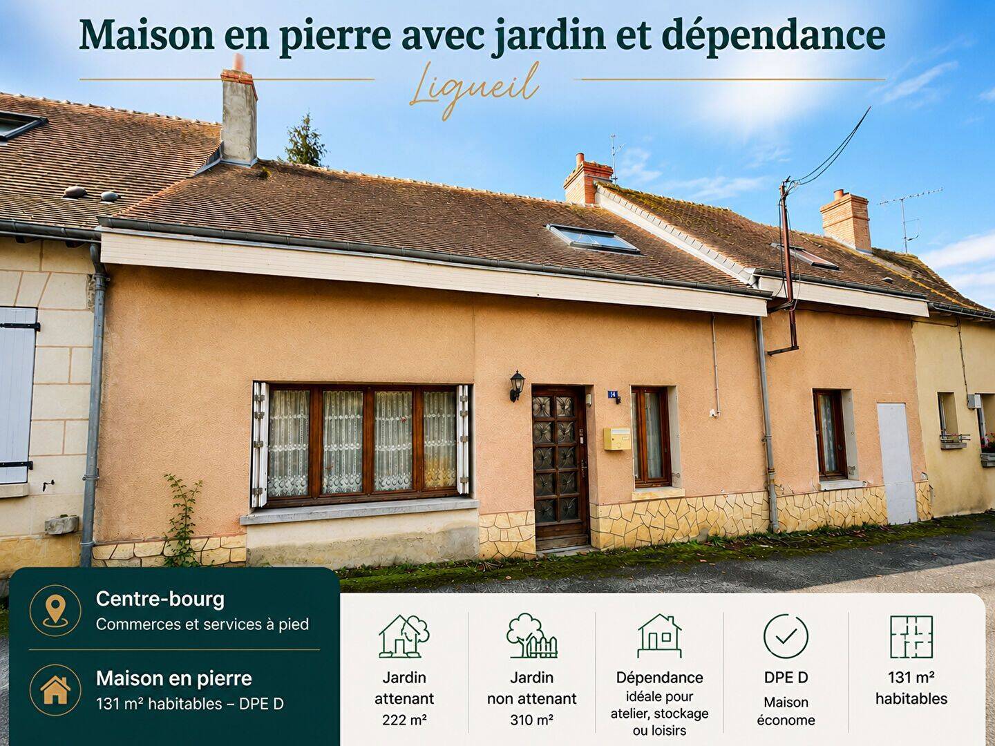 Maison 5 pièces 131 m² · à Ligueil · 131 m² · 123 000 €