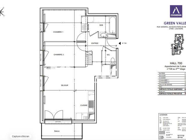 Appartement 3 pièces 65 m² · à Louviers · 64,8 m² · 743 €