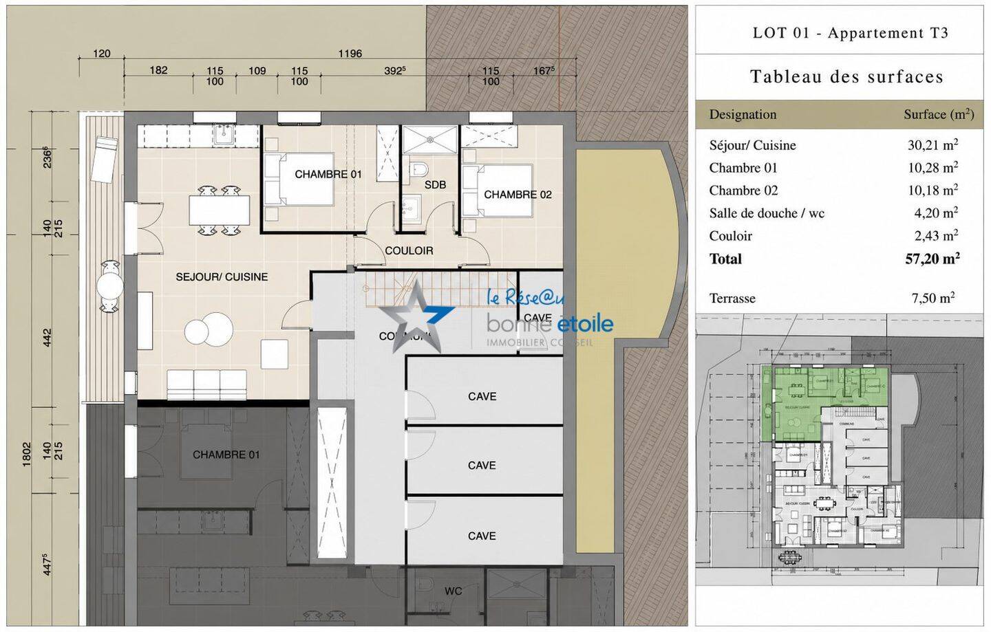 Appartement 3 pièces 57 m² · à San-Nicolao · 57,2 m² · 185 000 €